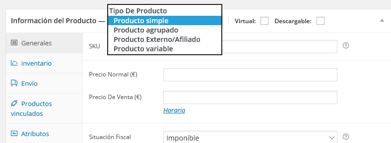 Productos variables en woocommerce